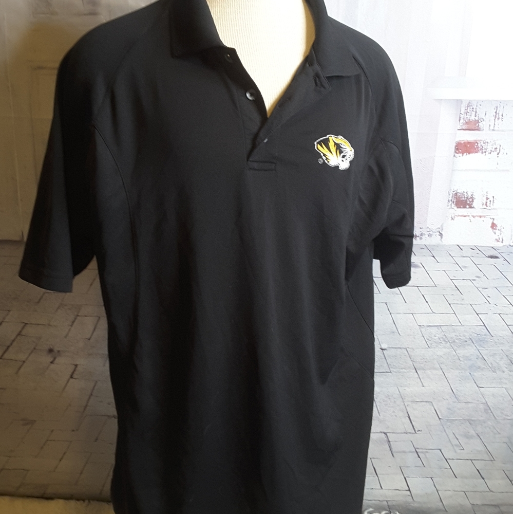 Pro Player P2 black University of Mo Mizzou athletic polo shirts size L